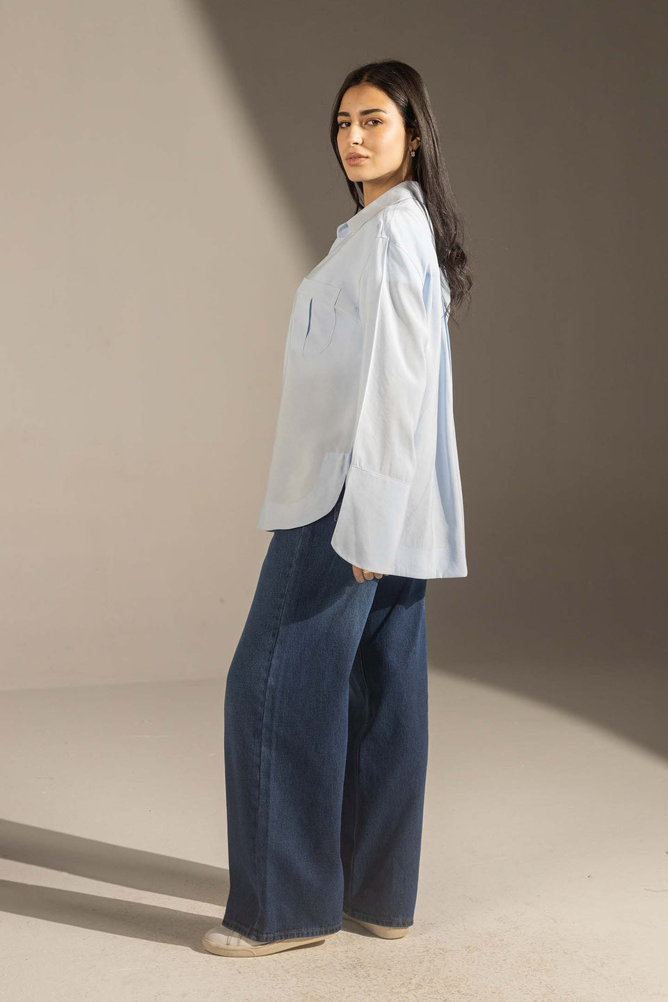 Blue Relaxed Fit Double-Pocket Shirt