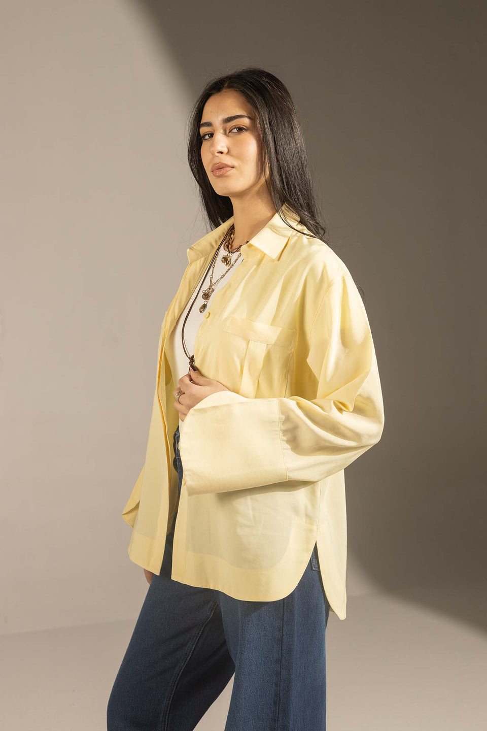 Yellow Relaxed Fit Double-Pocket Shirt