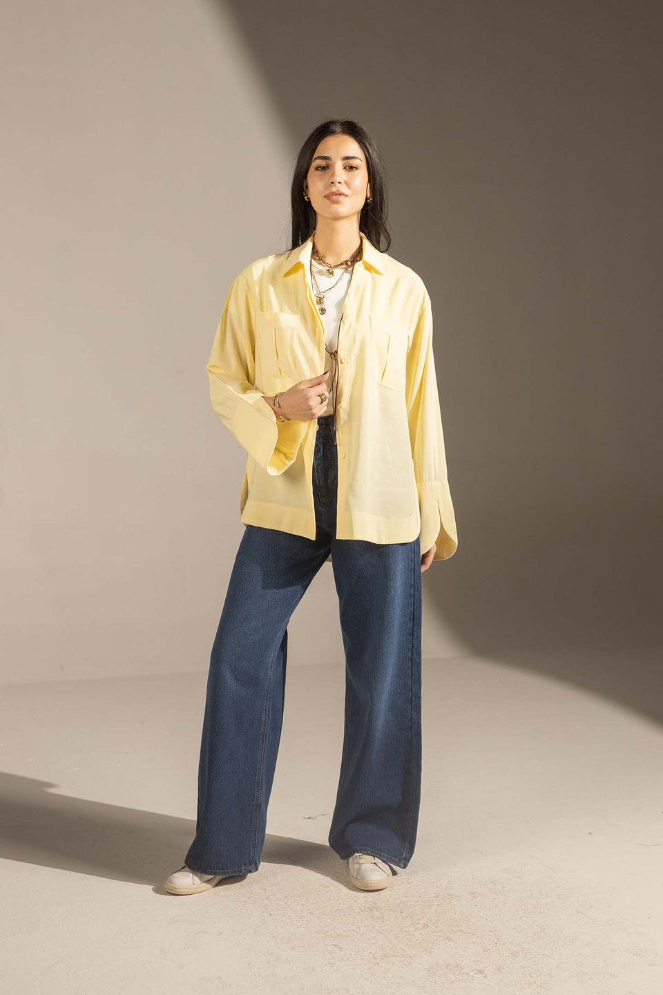Yellow Relaxed Fit Double-Pocket Shirt