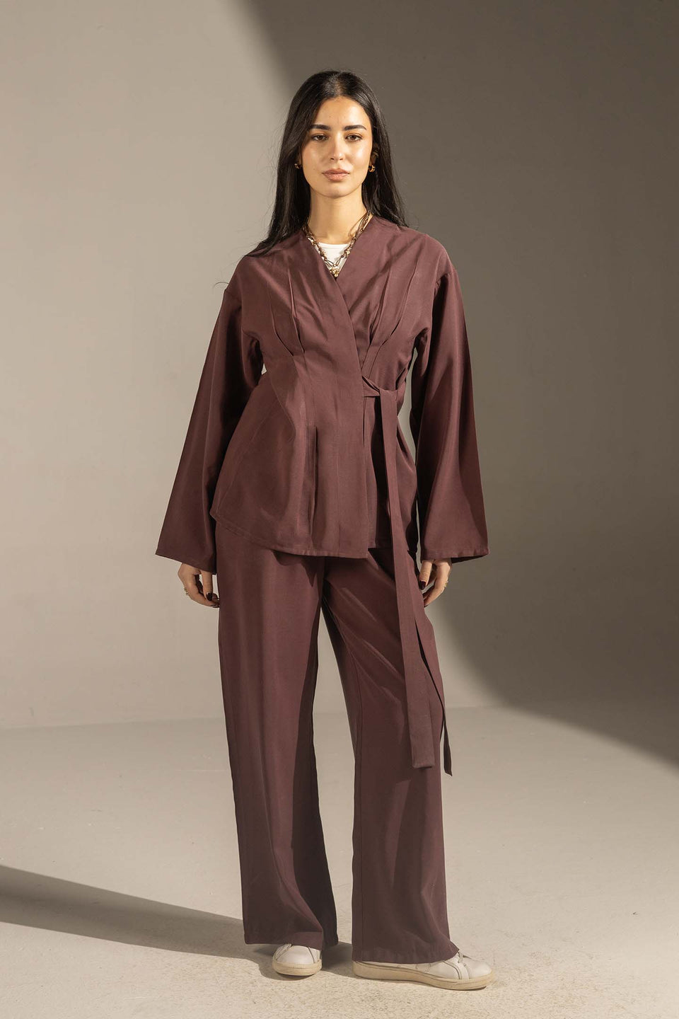 Burgundy Elegant Wrap Co-Ord Set