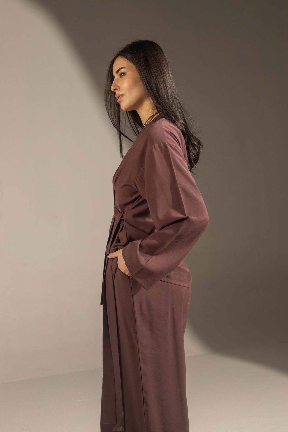 Burgundy Elegant Wrap Co-Ord Set