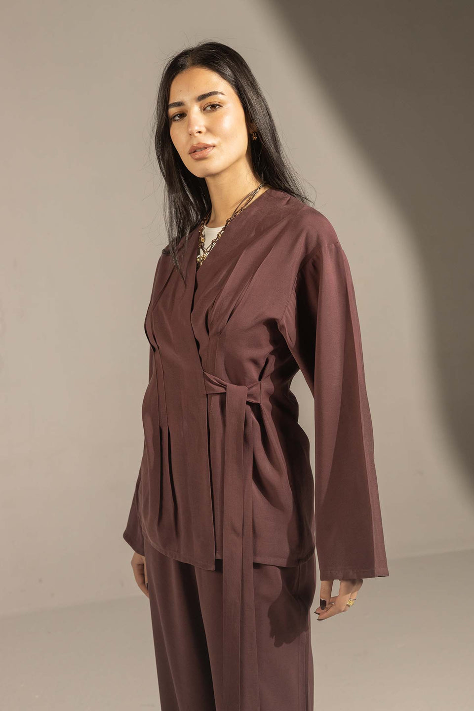 Burgundy Elegant Wrap Co-Ord Set