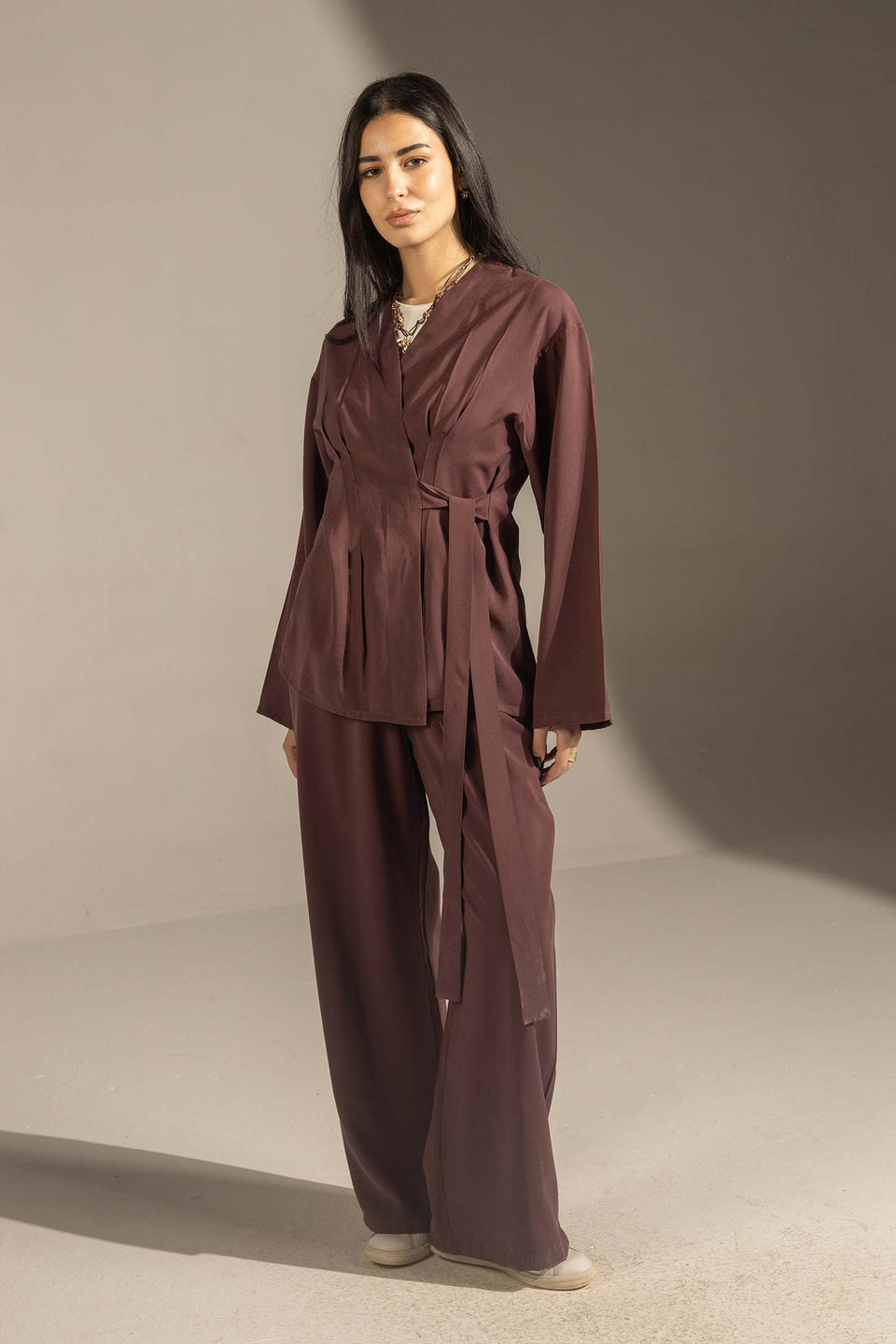 Burgundy Elegant Wrap Co-Ord Set