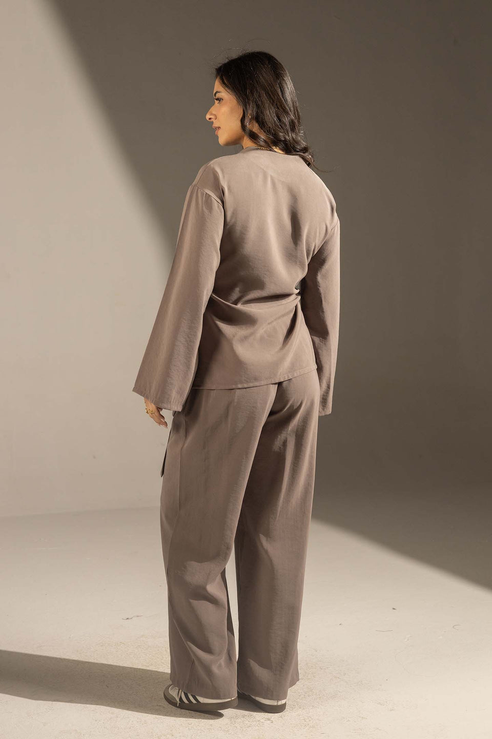 Coffe Elegant Wrap Co-Ord Set