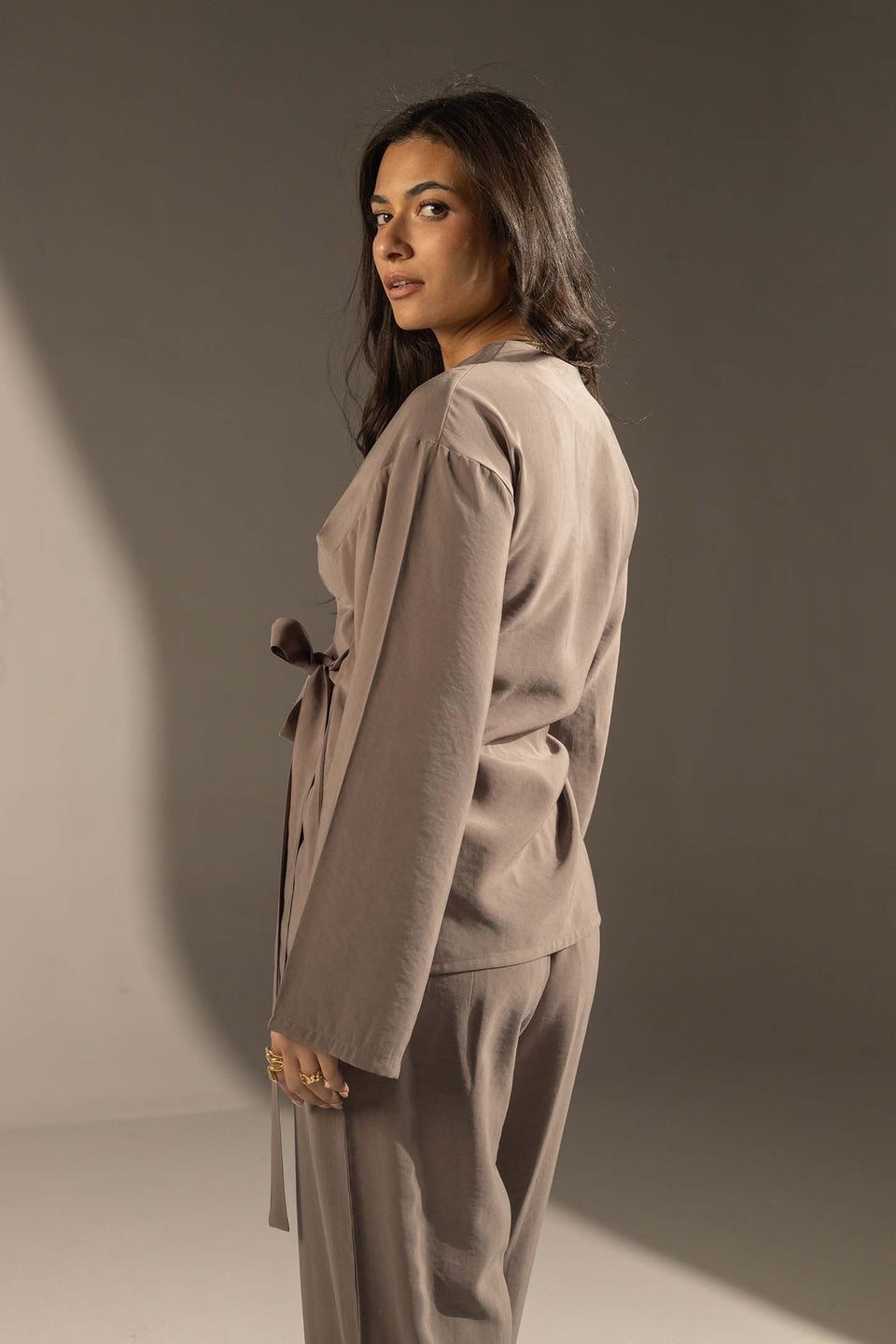 Coffe Elegant Wrap Co-Ord Set