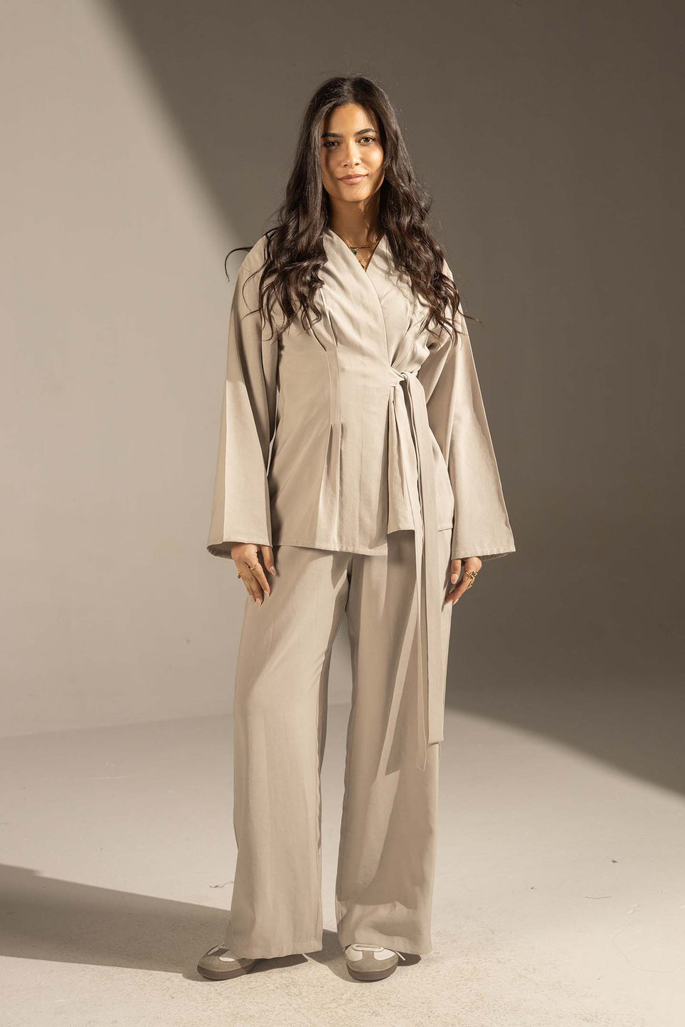 Grey Elegant Wrap Co-Ord Set