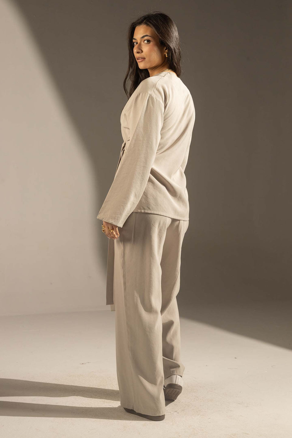 Grey Elegant Wrap Co-Ord Set