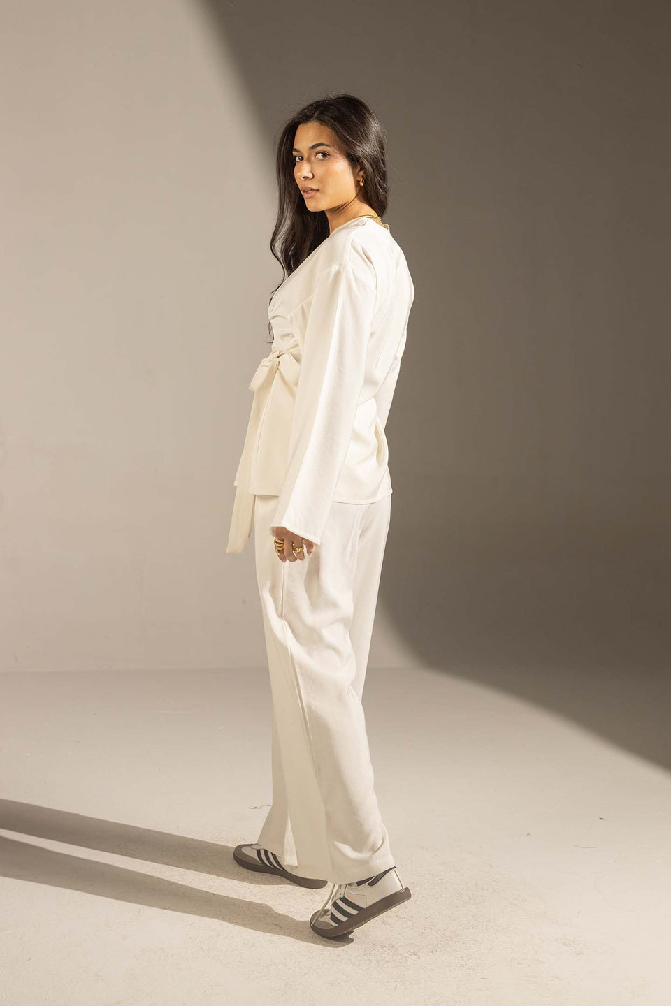 White Elegant Wrap Co-Ord Set