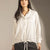 White Textured Satin Drawstring Shirt