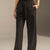 Black Pinstriped Wide-Leg Elastic Waist Pants