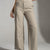 Beige Tailored Pinstripe Wide Leg Pants