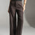 Brown Tailored Pinstripe Wide Leg Pants