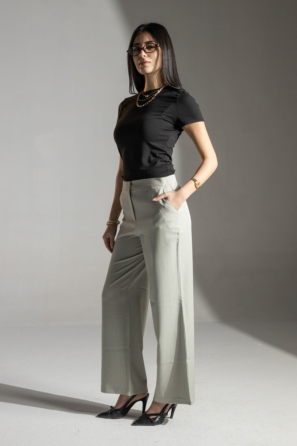 Mint Tailored Pinstripe Wide Leg Pants