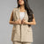 Beige Tailored Pinstripe Long Vest