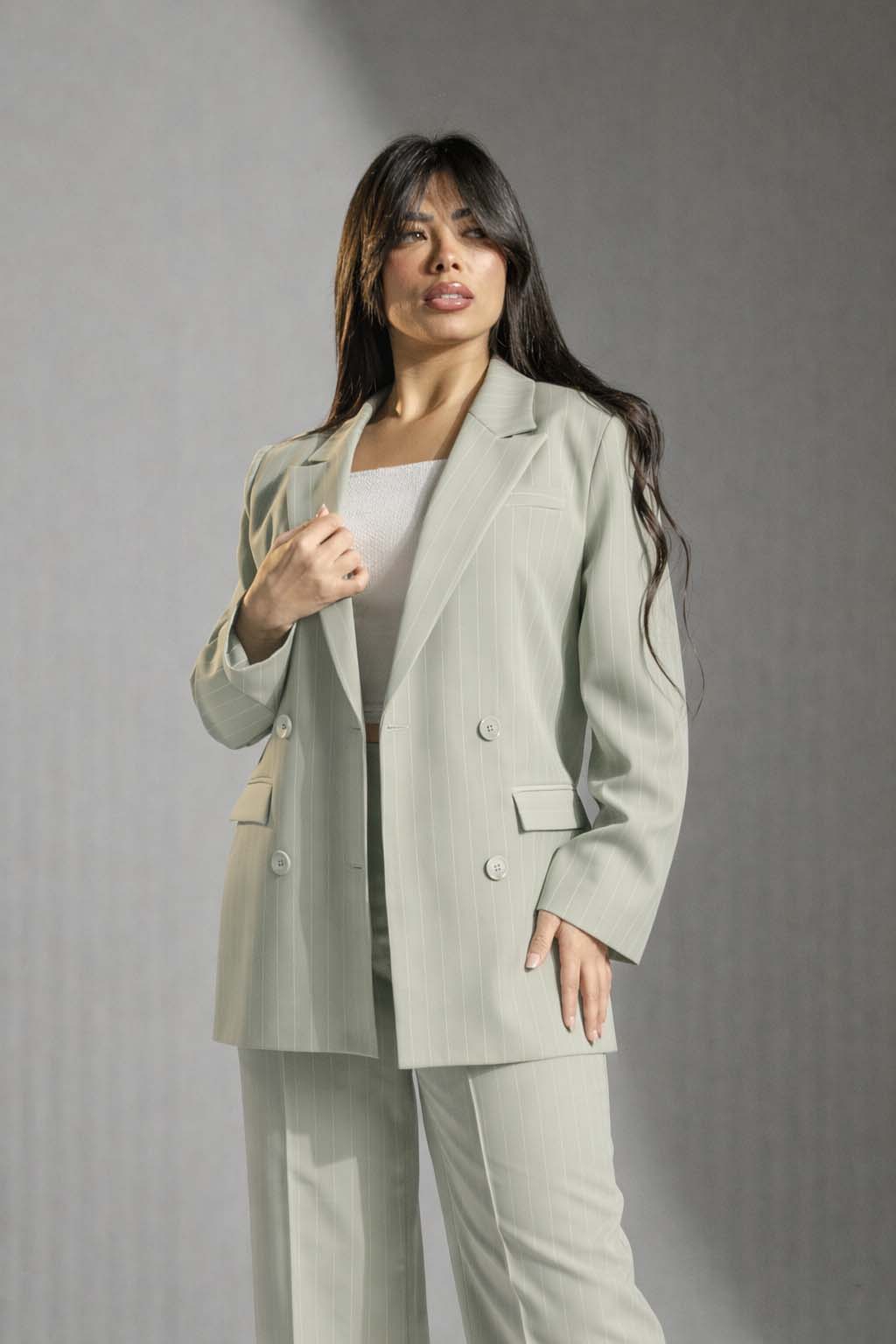 Mint Tailored Pinstripe Blazer