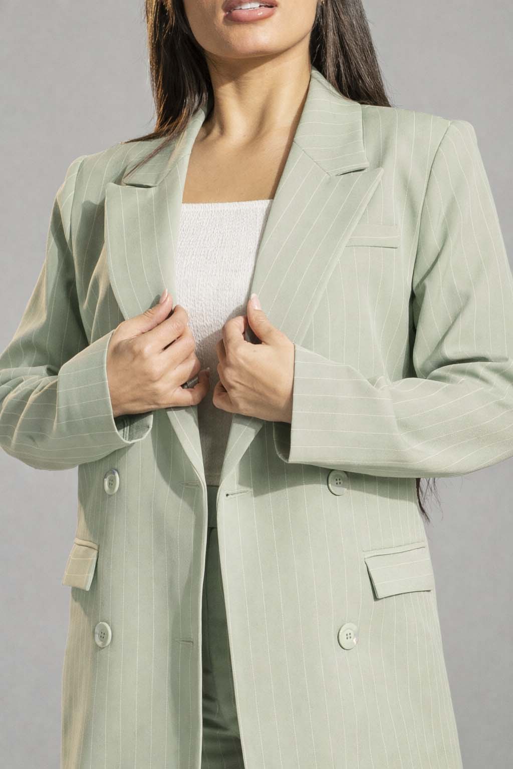 Mint Tailored Pinstripe Blazer