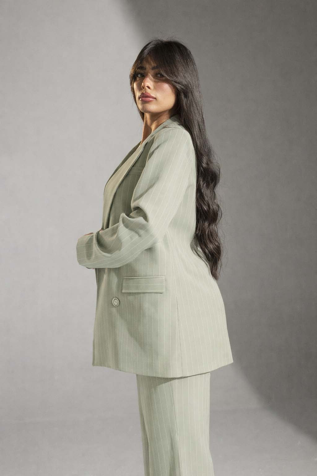 Mint Tailored Pinstripe Blazer