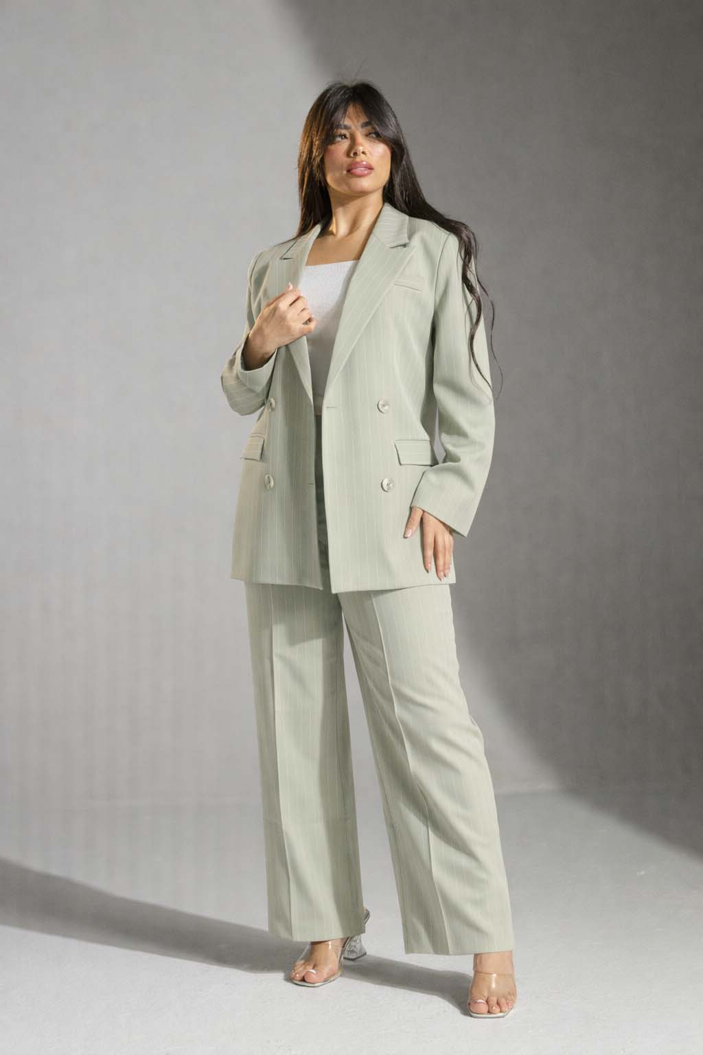 Mint Tailored Pinstripe Blazer