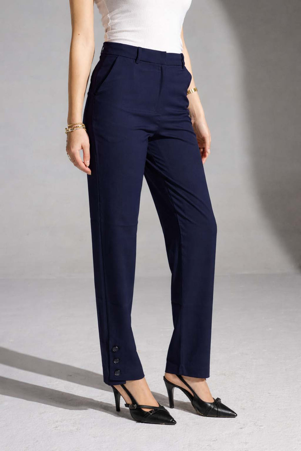 Navy Tailored Straight-Leg Pants