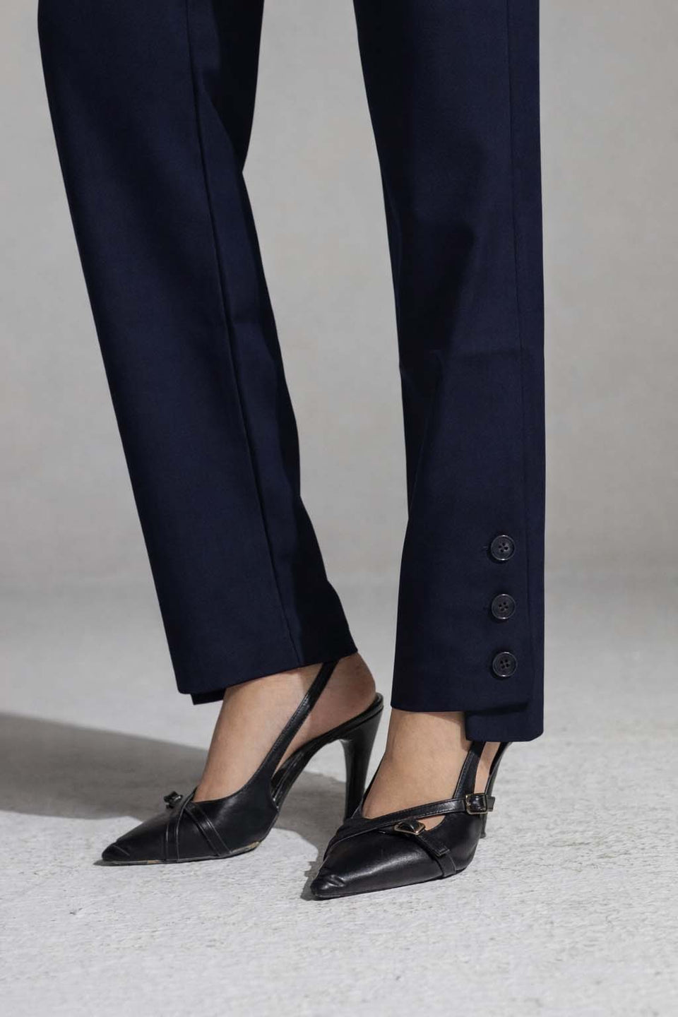 Navy Tailored Straight-Leg Pants