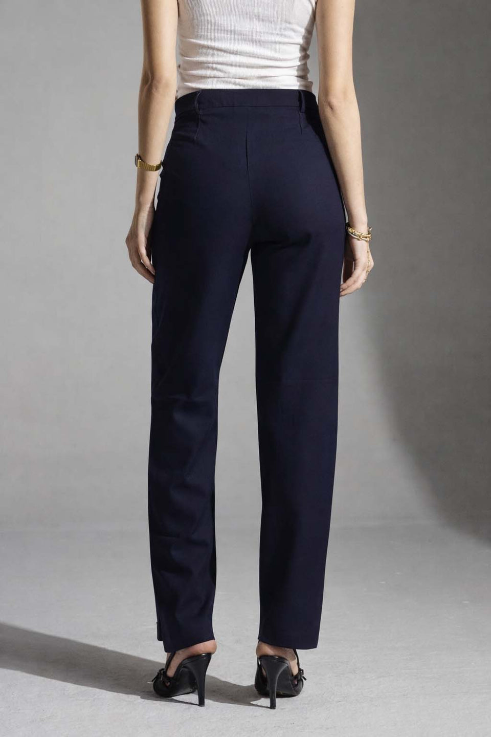 Navy Tailored Straight-Leg Pants