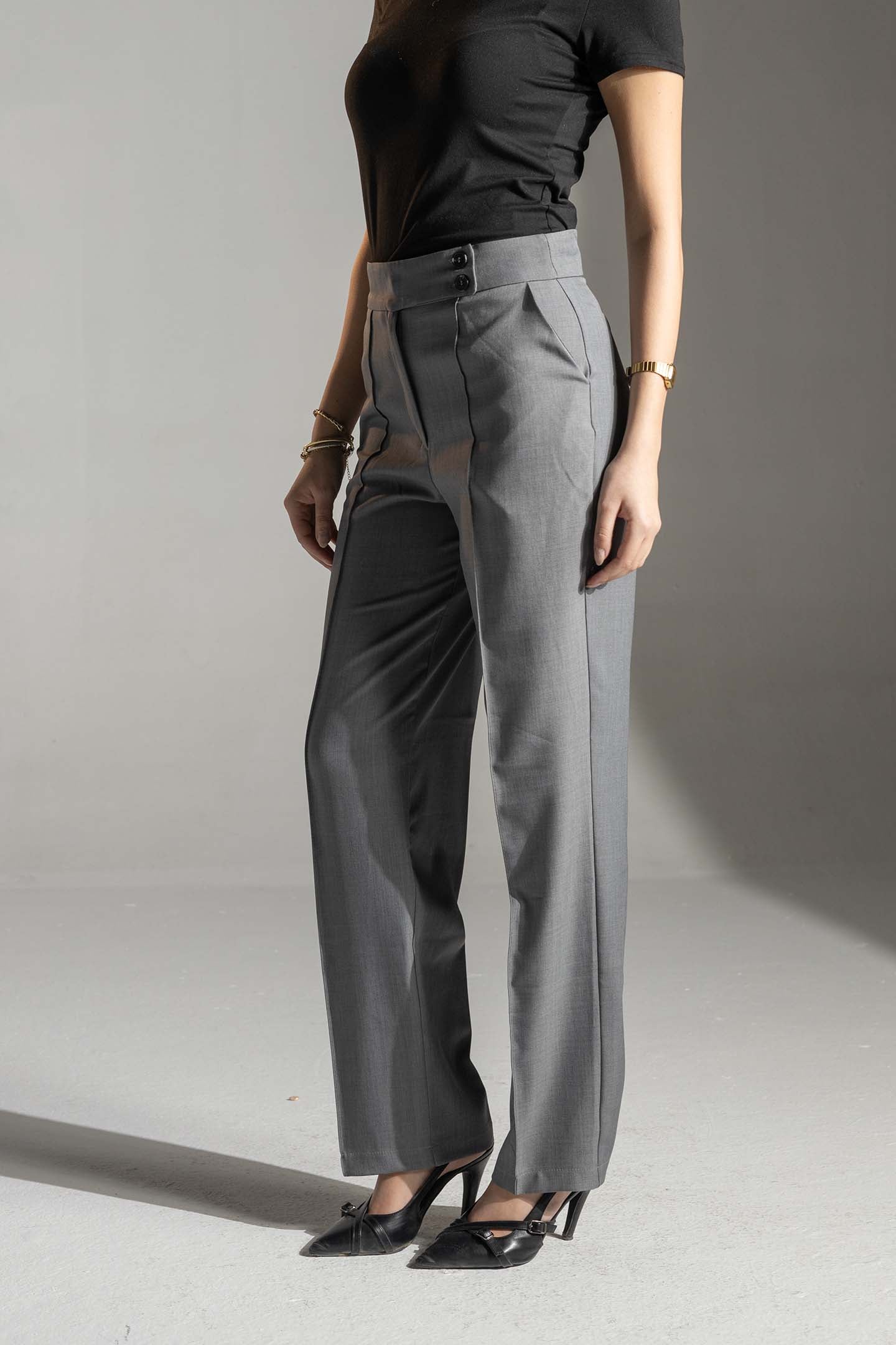 بنطلون رمادي عالي الخصر تيلورد