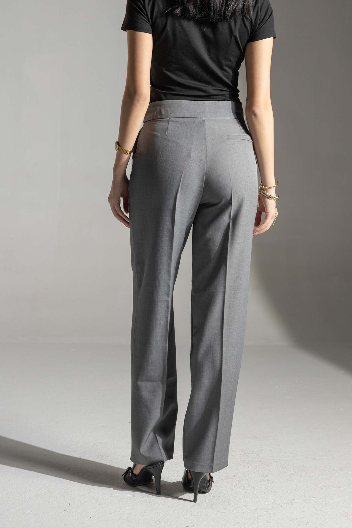 بنطلون رمادي عالي الخصر تيلورد