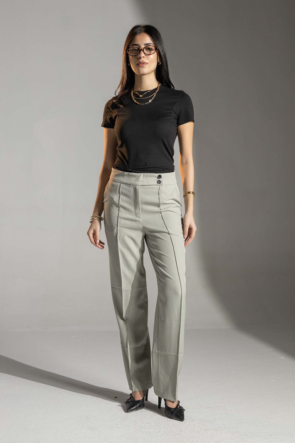 Mint High-Waisted Tailored Pants