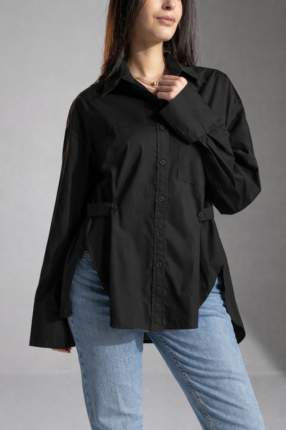 Black Minimal Edge Black Shirt