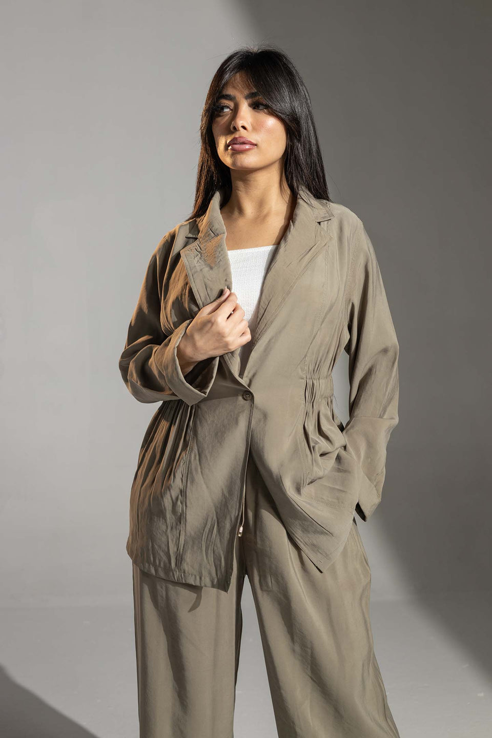 Olive Relaxed Tied Elegant Set