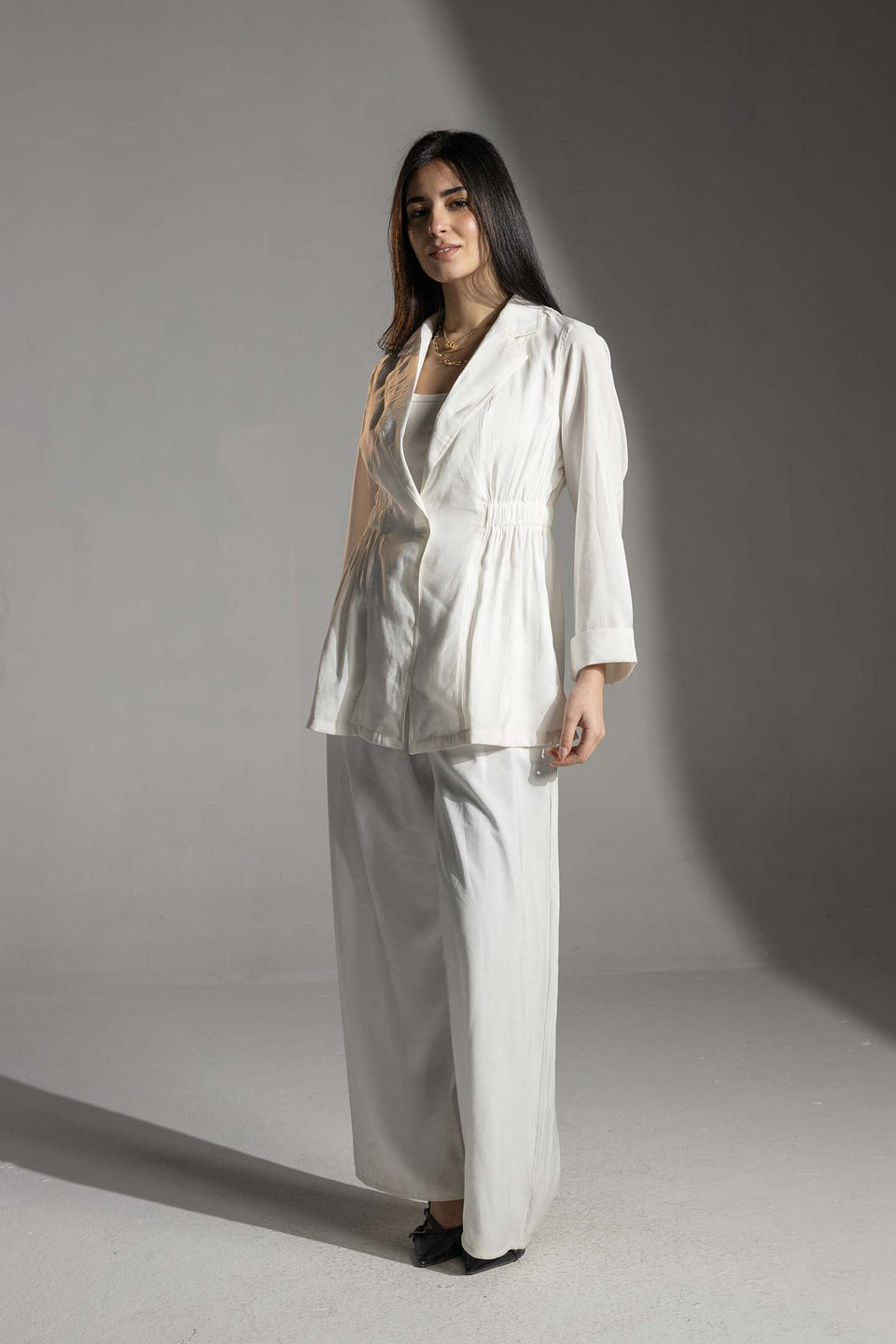 White Relaxed Tied Elegant Set