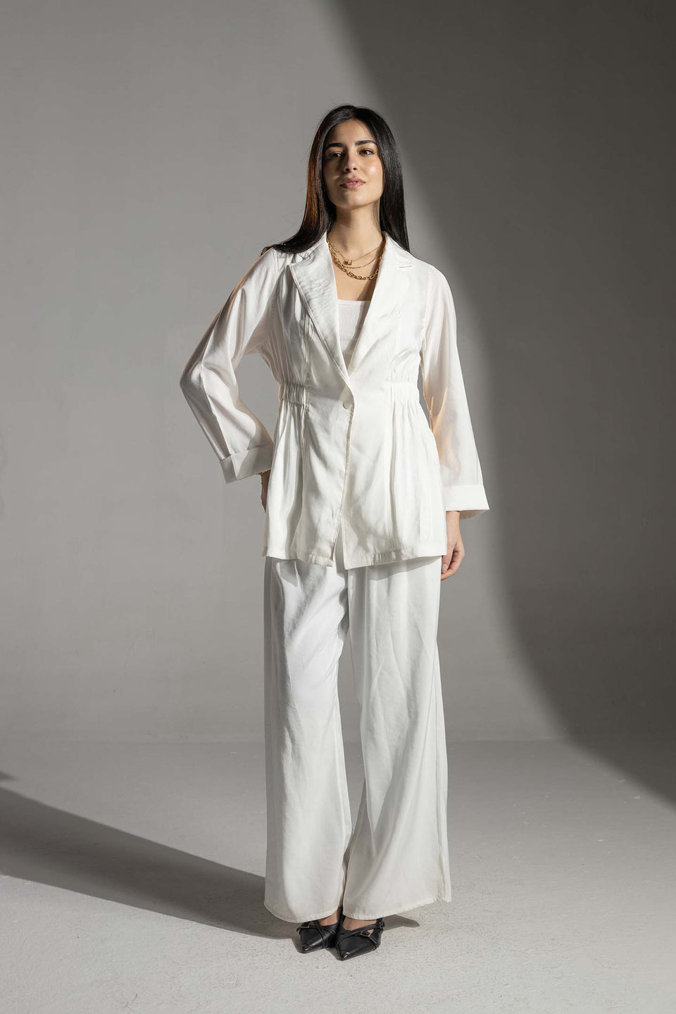 White Relaxed Tied Elegant Set