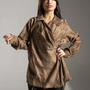 Brown Tied Elegant Blouse