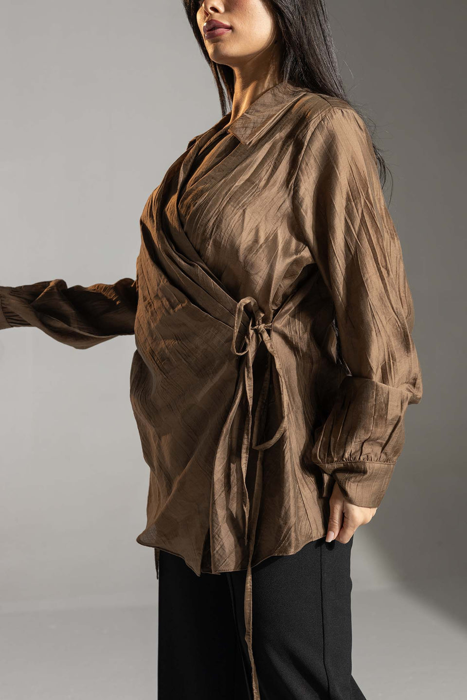 Brown Tied Elegant Blouse