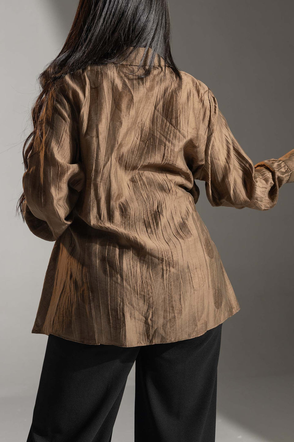 Brown Tied Elegant Blouse