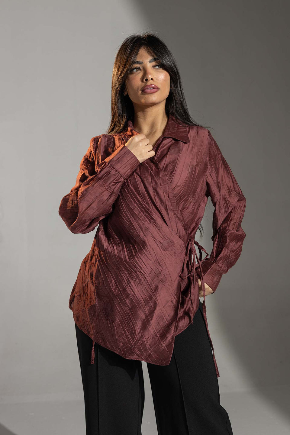 Burgundy Tied Elegant Blouse