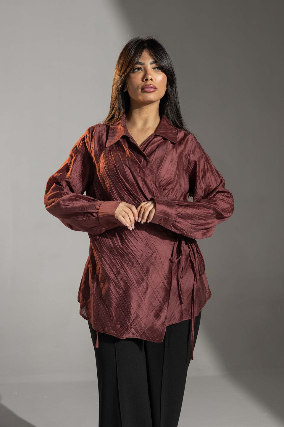 Burgundy Tied Elegant Blouse