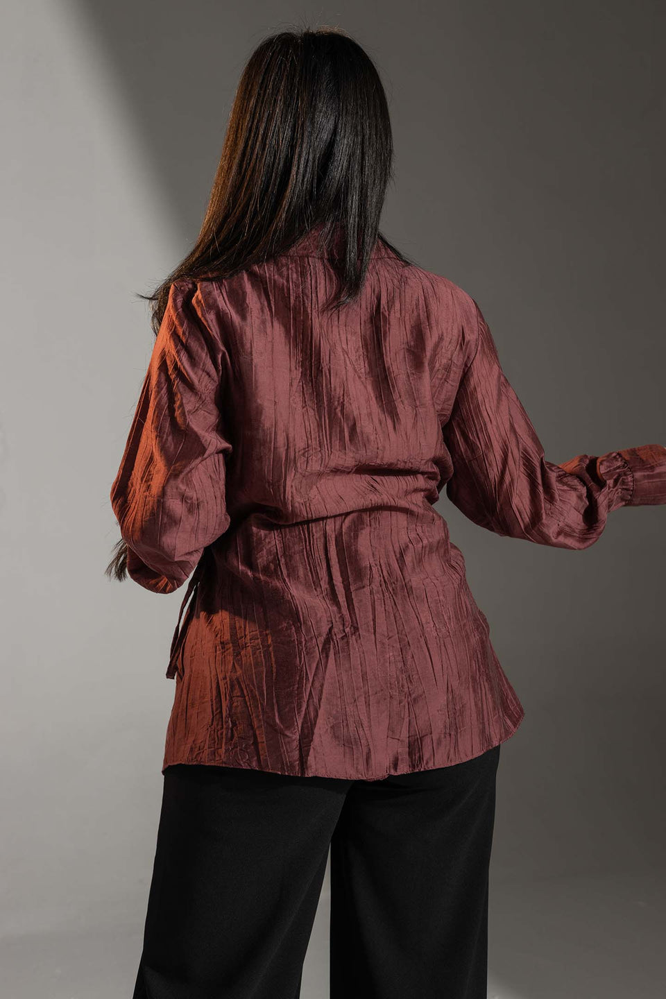 Burgundy Tied Elegant Blouse