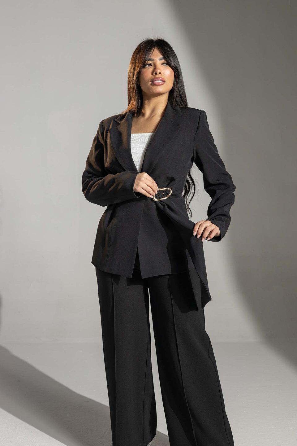 Black Tailored Elegant Tied Blazer