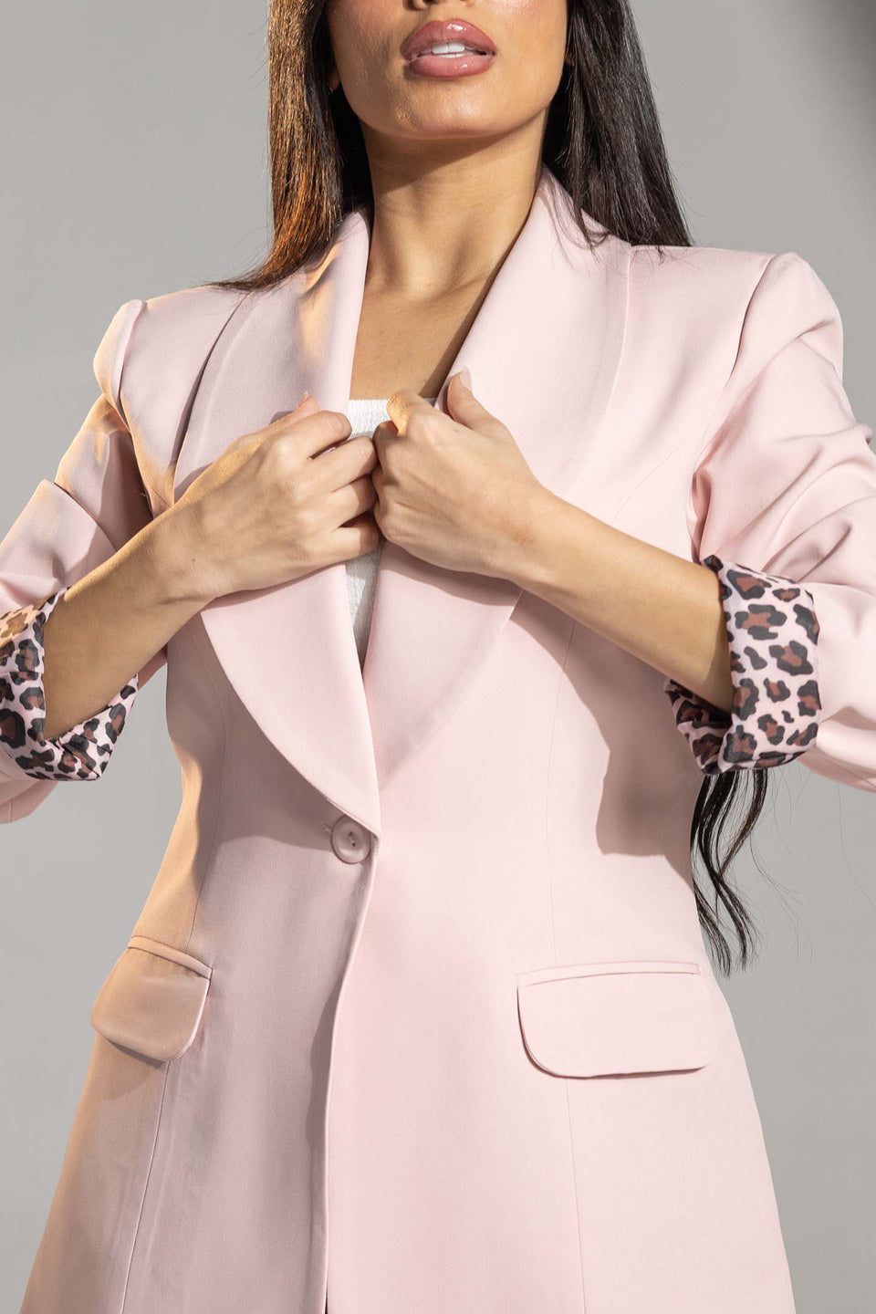 Rose Printed Cuff Detail Blazer