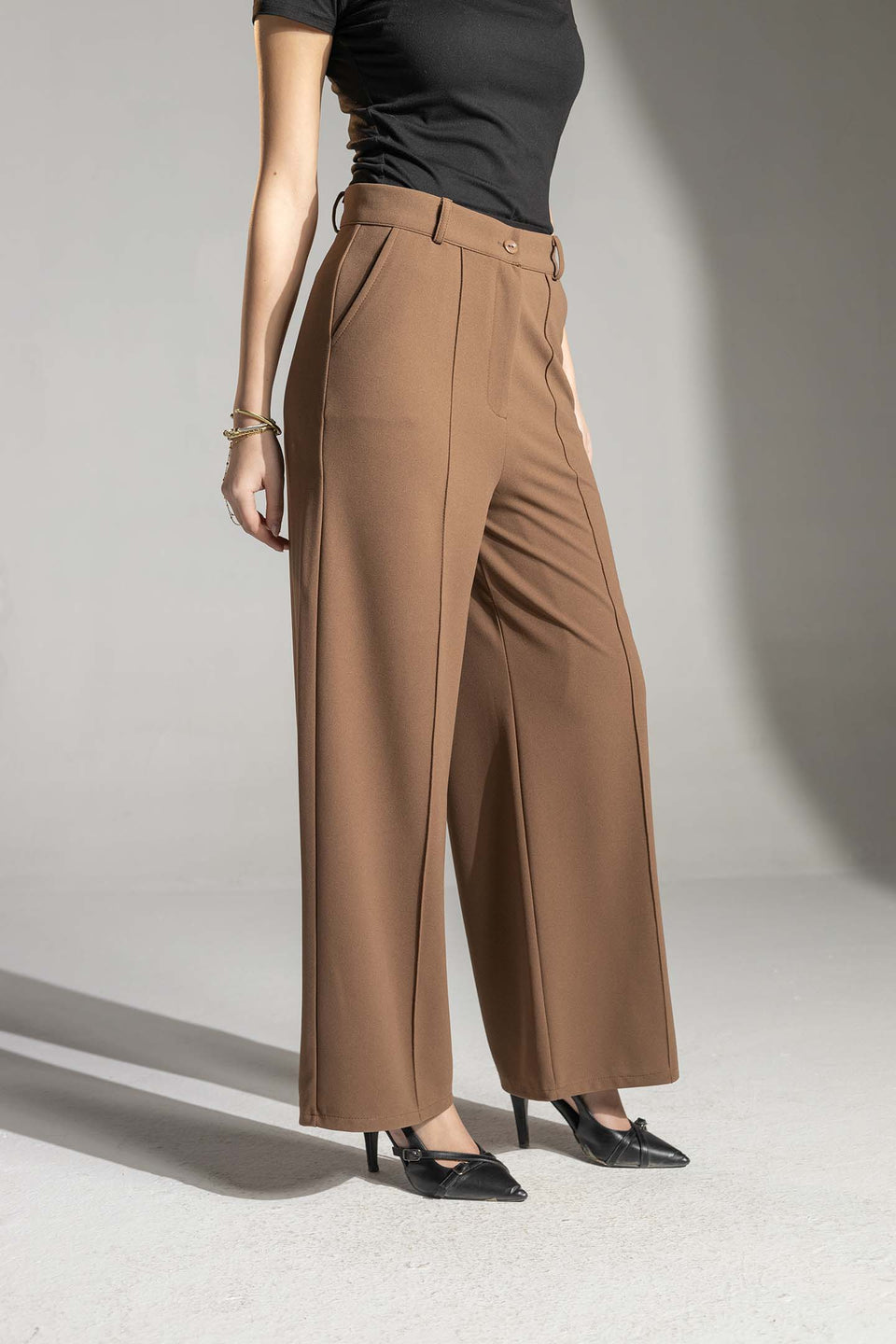 Brown Tailored Elegant Pants