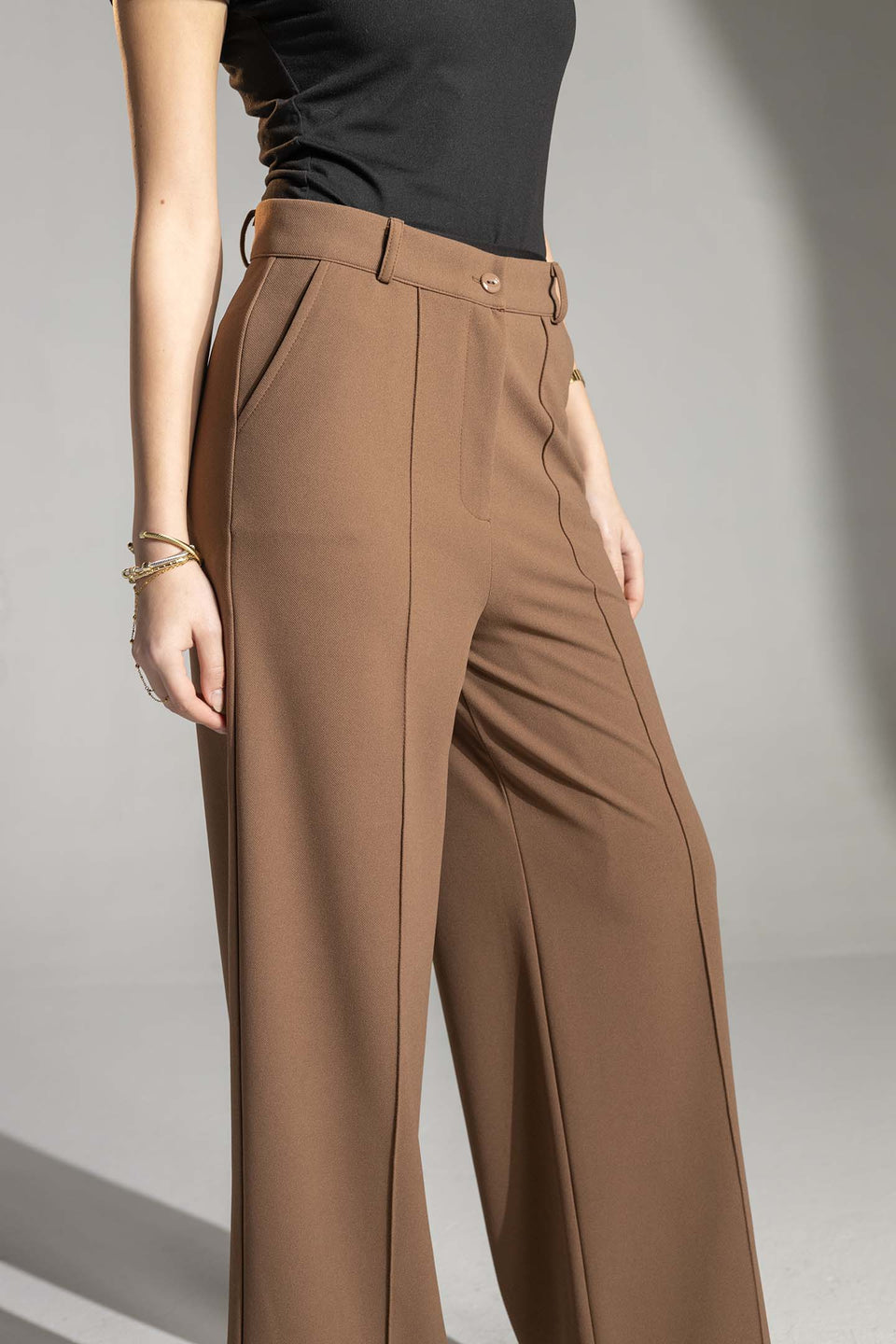 Brown Tailored Elegant Pants