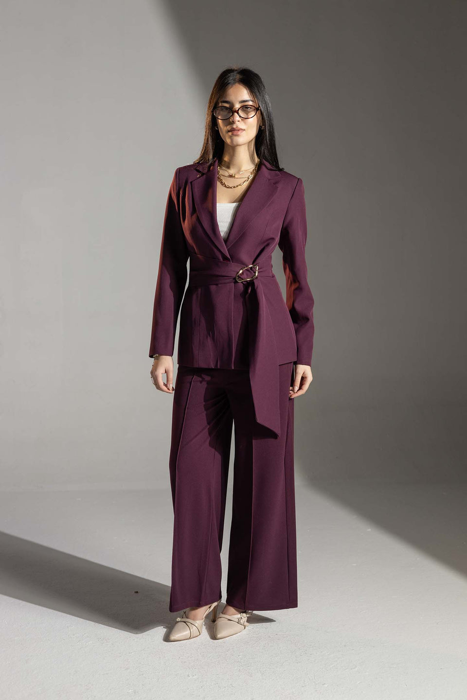Burgundy Tailored Elegant Pants