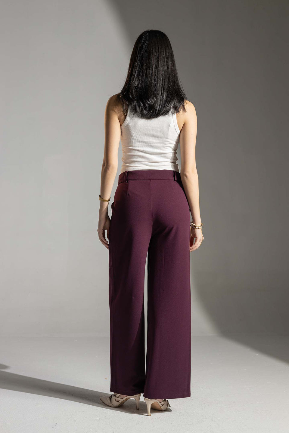Burgundy Tailored Elegant Pants