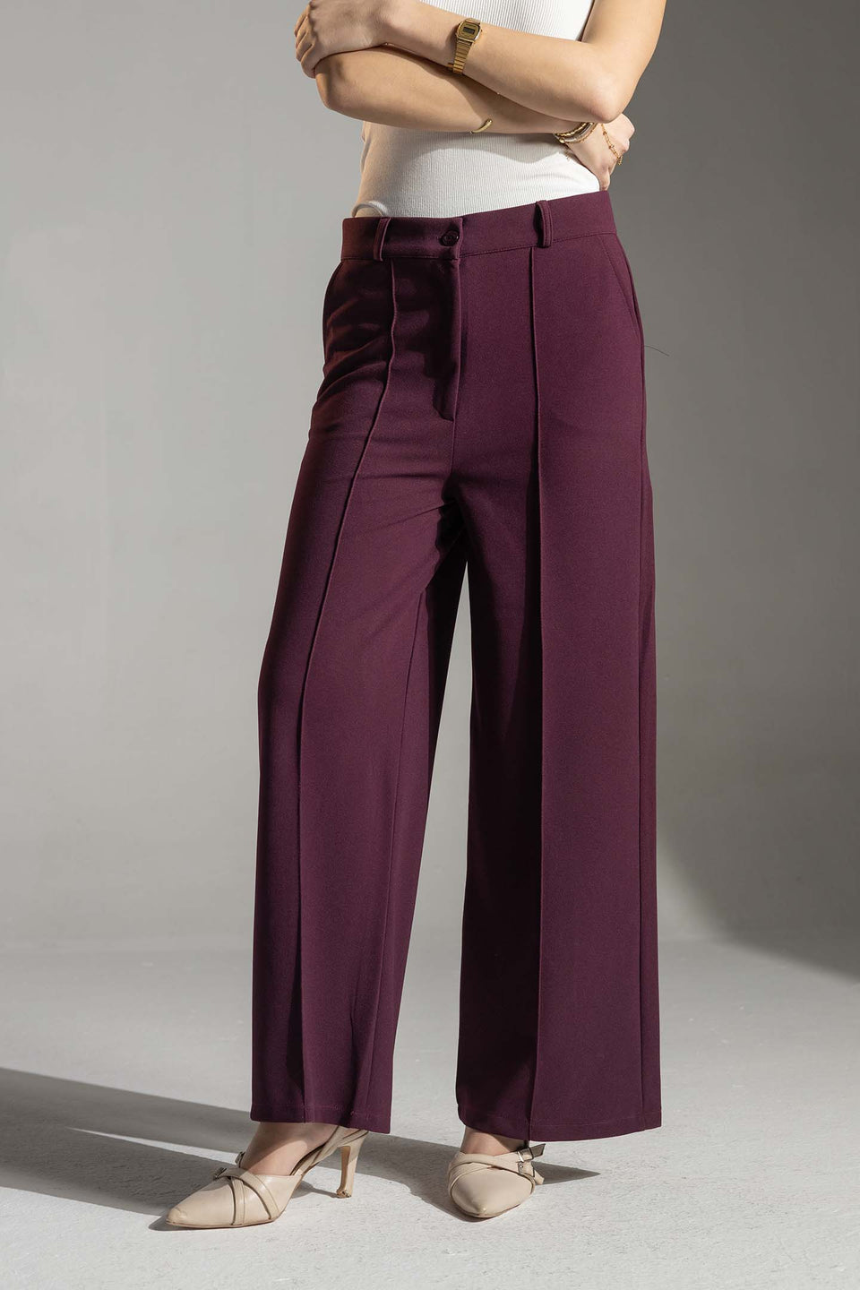 Burgundy Tailored Elegant Pants