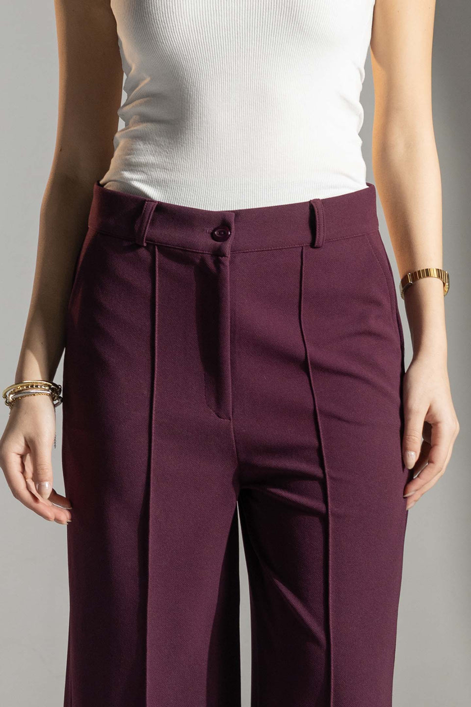 Burgundy Tailored Elegant Pants