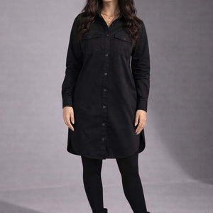 Black Button-Down Shirt Dress
