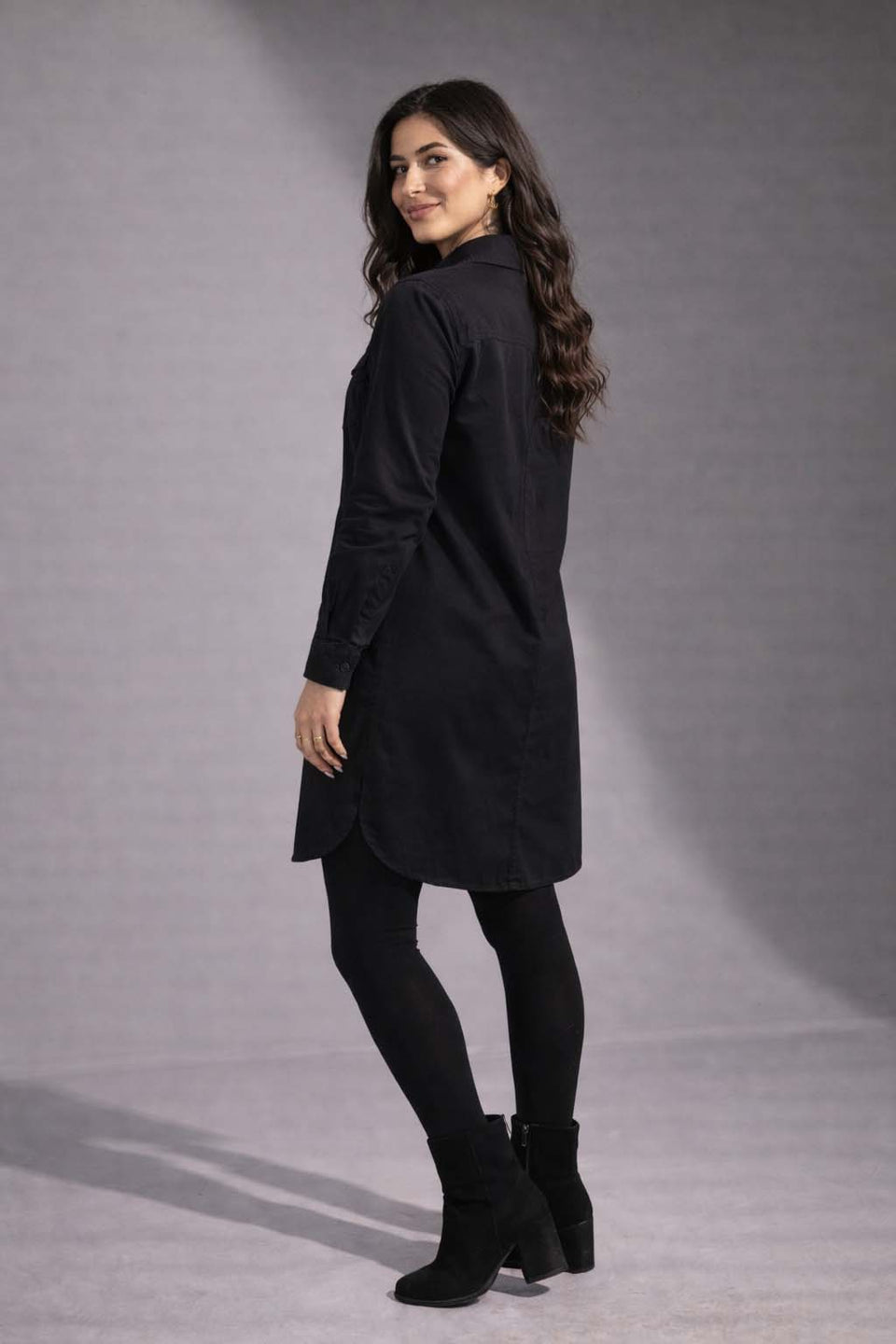 Black Button-Down Shirt Dress