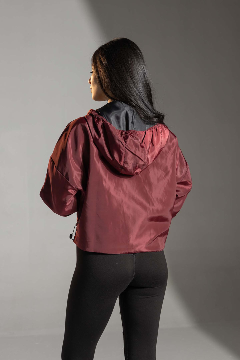 Burgundy Cropped Zip-Up Jacket