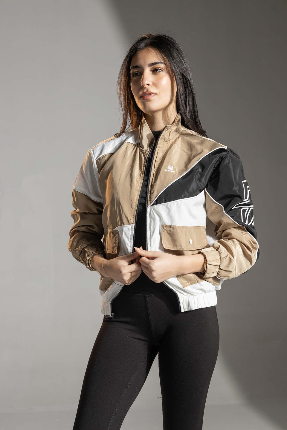 Beige Colorblock Sport Jacket